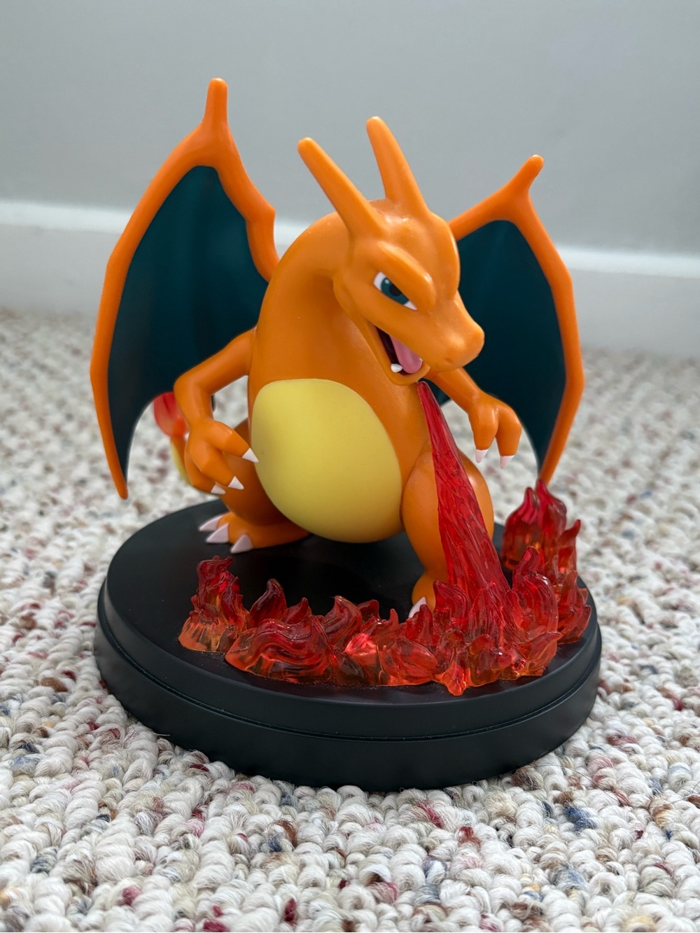Pokemon Orange Charizard Figure with Red Flame Accents